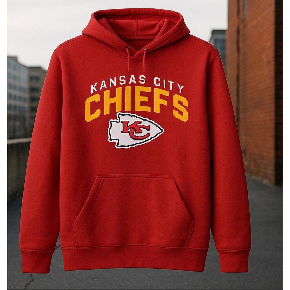 Kansas City Chiefs Hoodie Men Medium Red NFL Team Apparel Pullover Sweatshirt